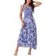 thumbnail image 4 of INSPIRE CHIC Vestidos de Playa de Verano Boho con Nido de Abeja para Mujer Cuello Cuadrado Sin Mangas con Volantes Floral Flowy Maxi Sundress L Azul Oscuro, 4 of 5