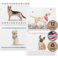 Twigs - Tarjetas De Notas Con Diseño De Ramitas De Papel De Perros, 12 Unidades, Surtidas, Con Sobres