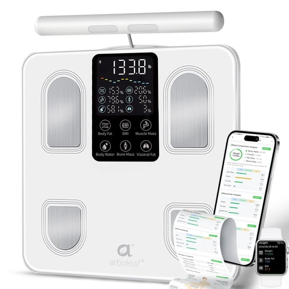Báscula de Composición Corporal Arboleaf 8 Electrodos Bluetooth Blanca