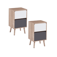 Habita2 Chile - Pack 2 Veladores Bicolor O Mesa De Noche 58X30X35 - Negro Blanco