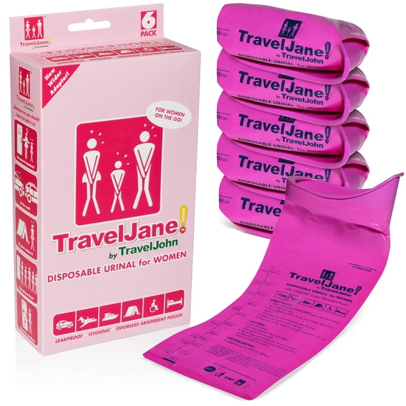 Orinal desechable TravelJane TJ1R-C de 800 ml para todos los géneros, paquete de 6