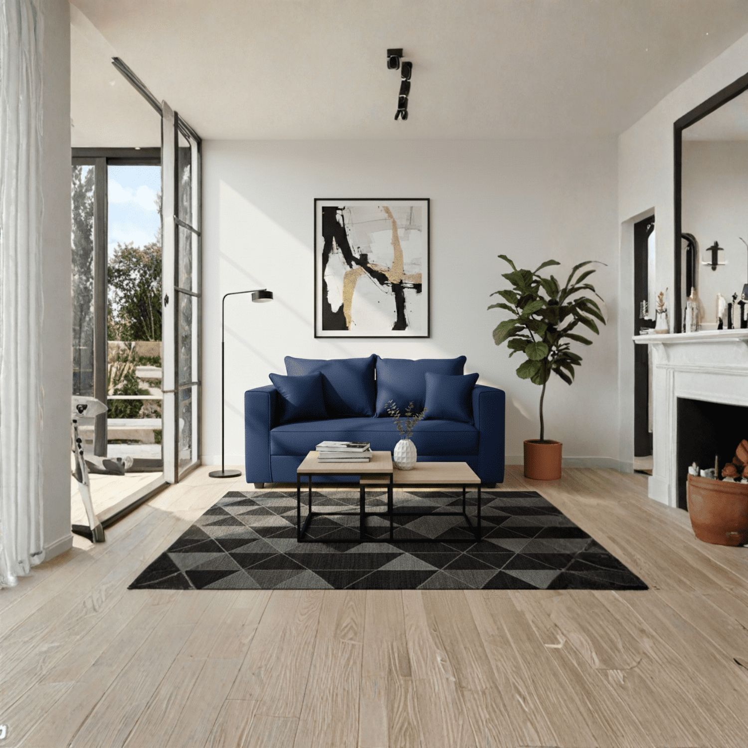 Construmuebles - Sofa 2 Cuerpos Aurelia Tela Azul