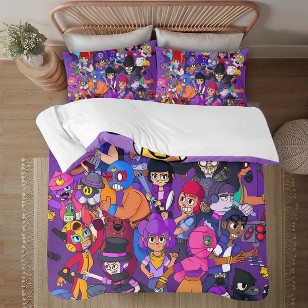 BRAWL STARS Soft 3D Printed Duvet Cover Bedding Set with Comforter Cover 3 Piece Set