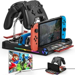 Genérico - Base De Carga Hdmi 4K/1080P Para Nintendo Switch/Switch Oled - Soporta Rgb, Conexión Tv, Usb 3.0, Puertos Tipo C, Incluye 8 Ranuras Para Juegos-Negro