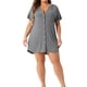 thumbnail image 1 of Agnes Orinda Camisón de Escuela Universitaria para Mujer Talla Grande, Mangas Cortas, Cuello en V Suave, Abotonado, Talla 2X, Gris, 1 of 8