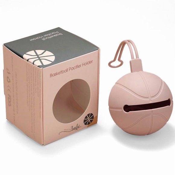 Estuche porta chupón de básquet para bebé rosa de Made by Tushi