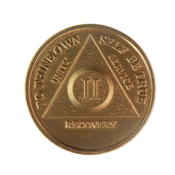 Medallón de recuperación AA de bronce de 2 años, moneda de 34 mm