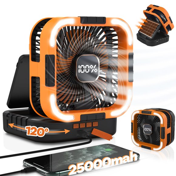 Ventilador Maraiss con energía solar de 25000 mAh con luz LED de 6 velocidades