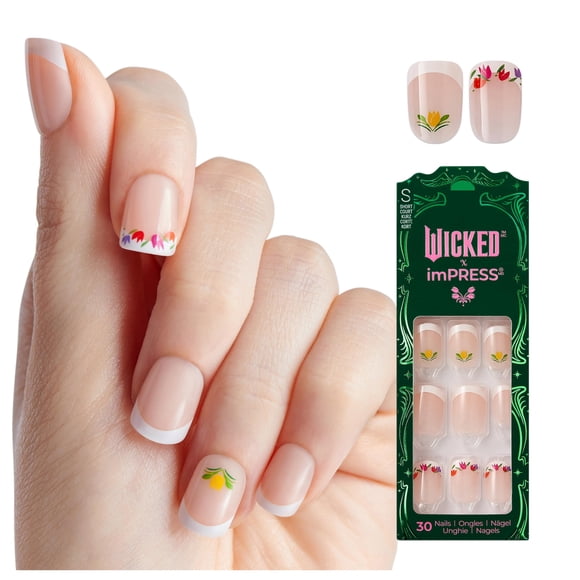 Presiona Uñas Impress WICKED X Rainbow of Blooms White