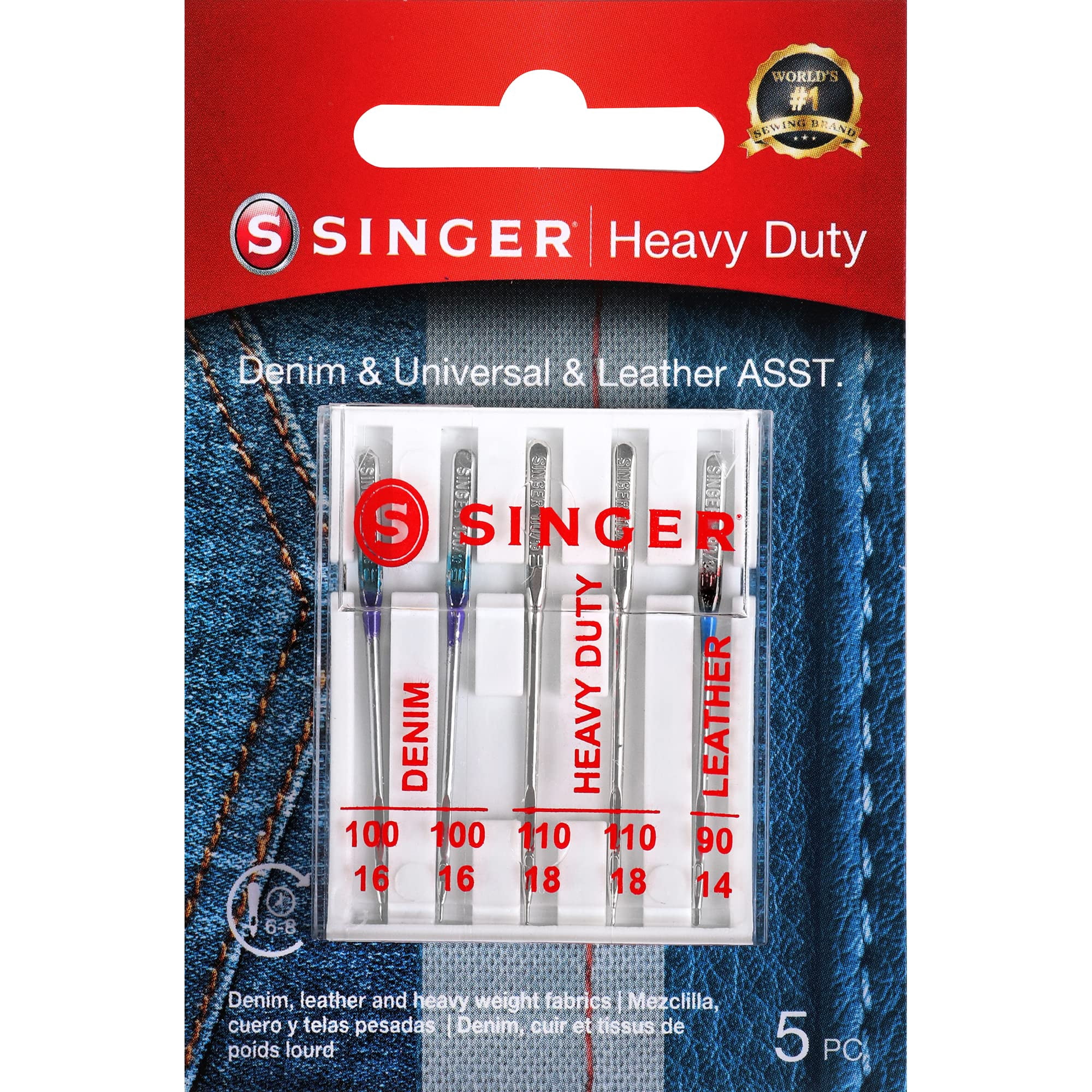 Agujas Para Máquina De Coser Singer 04801 Para Trabajo Pesado, Paquete De 5