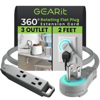 Cable De Extensión Gearit 360, Enchufe Plano Giratorio De 2 Pies Y 3 Enchufes