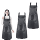 thumbnail image 1 of Paquete de 2 delantales de cocina, delantal de chef suave con pechera ajustable y bolsillos para hombres y mujeres., 1 of 5