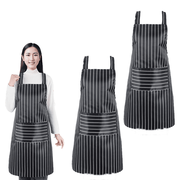 Paquete de 2 delantales de cocina, delantal de chef suave con pechera ajustable y bolsillos para hombres y mujeres.