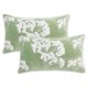 thumbnail image 1 of REGALWOVEN Paquete de 2 fundas de cojín decorativas de terciopelo suave con bordado de flor de ciruelo para sofá, dormitorio, coche, verde 20" x 12", 1 of 7