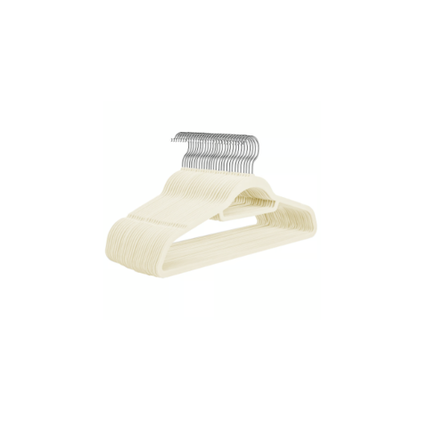Genérico - Set De 50 Ganchos Colgadores De Ropa Terciopelo Blanco