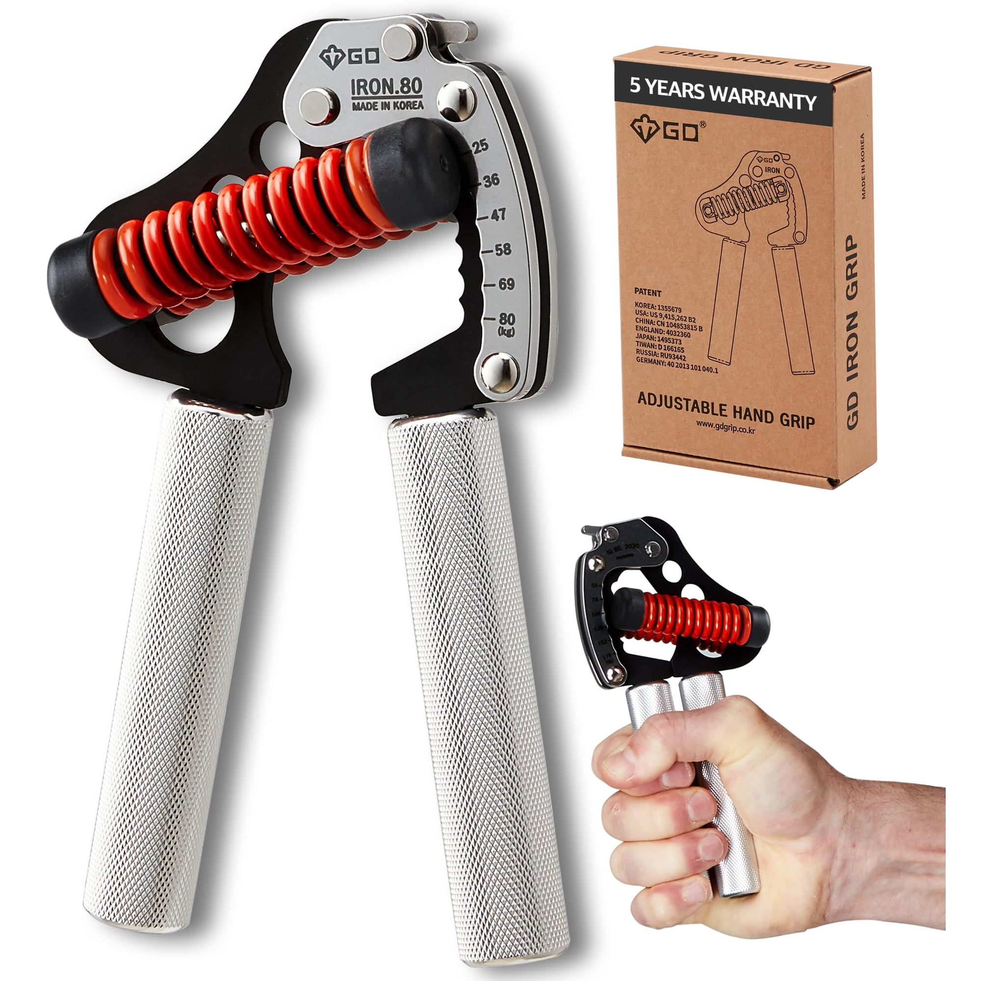 Entrenador De Fuerza Grip Gd Iron Grip 80l, Ajustable De 25 A 80 Kg