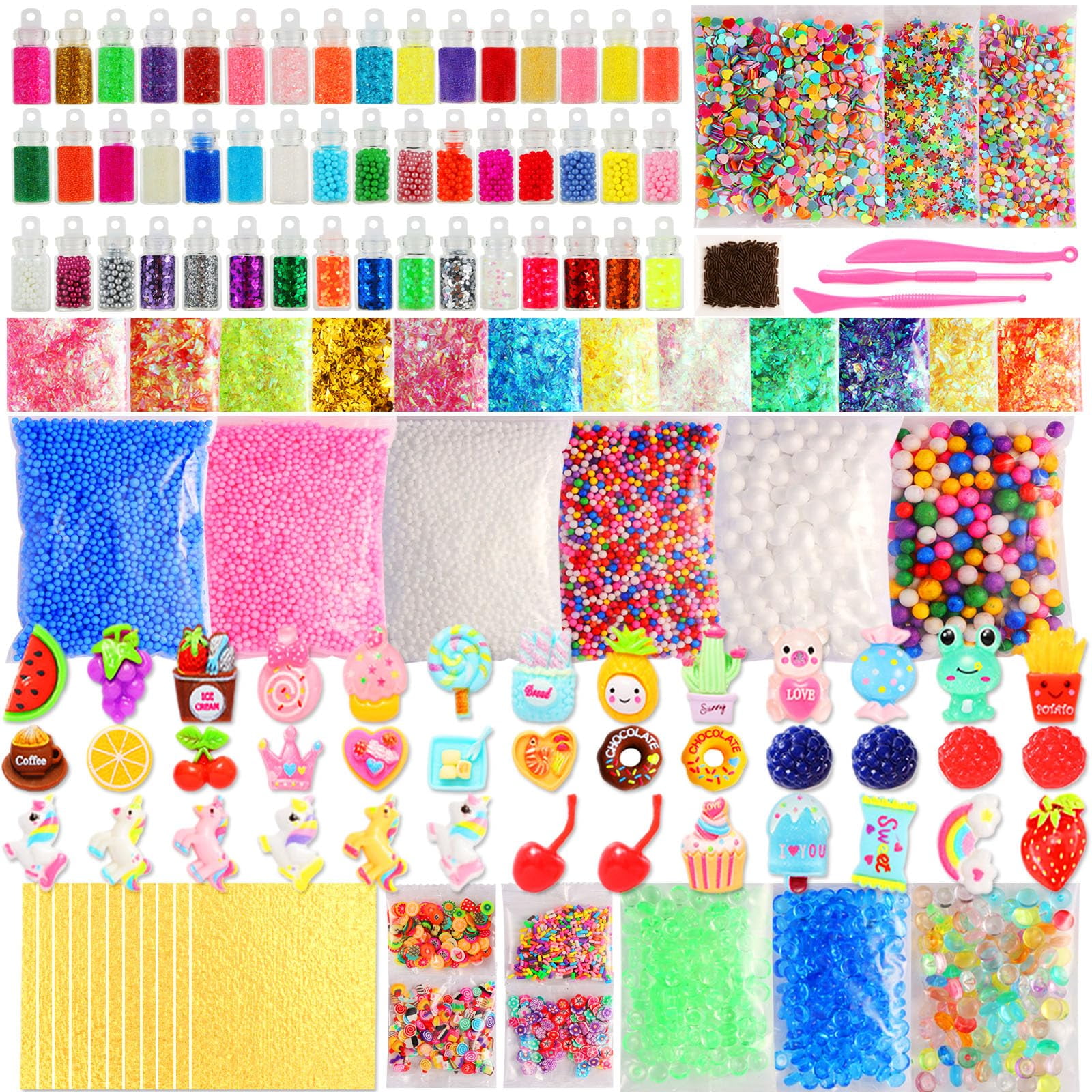 Genérico - Kit Para Hacer Limo, Paquete De 160 Con Dijes De Limo, Bolas De Espuma Y Más