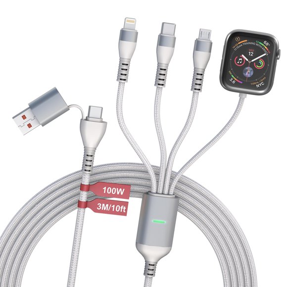 Cable de carga Bawanfa Plus 3 m 4‑en‑1 100 W blanco