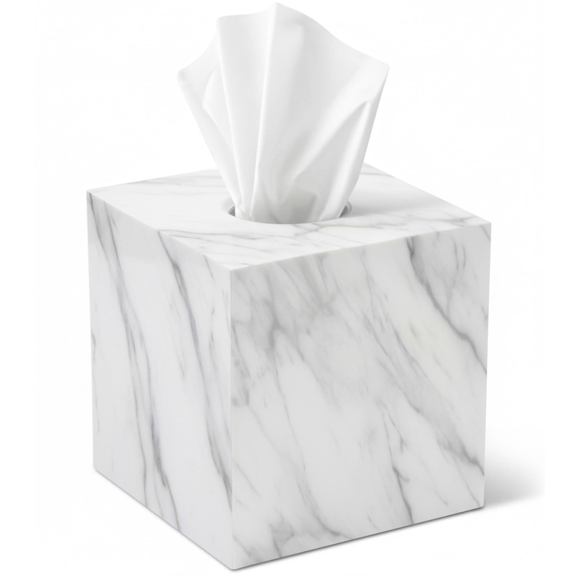 My Space Organizers - Cubierta Para Caja De Pañuelos Mármol Cuadrada