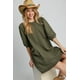 thumbnail image 4 of Saronite Vestido Corto Casual de Punto de Algodón Suave con Cuello Redondo y Manga Corta en Tejido Francés Liso, Color Oliva (para Mujer), 4 of 4