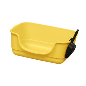 Ioensy - Caja De Arena Para Mascotas Con Tapa Abierta, Inodoro Portátil Y Fácil De Limpiar Para Gatos De Interior, Color Amarillo