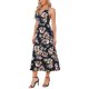 thumbnail image 4 of INSPIRE CHIC Vestido Maxi Floral para Mujer Cuello Halter Vestido Casual sin Mangas Línea A Ajustado de Cintura Alta Playa Largo de Verano M Negro Azul, 4 of 6
