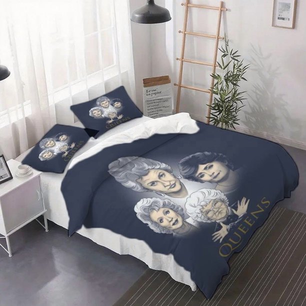 3pcs Golden Girl QUEENS Themed Duvet Cover Set - This Set Includes a Duvet Cover And Pillowcases s Bedding