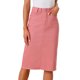 thumbnail image 1 of INSPIRE CHIC Falda de Mezclilla de Cintura Alta para Mujer, Falda de Jean a la Rodilla con Dobladillo Deshilachado y Bolsillos Rosa XL, 1 of 6