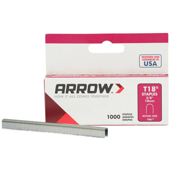 Pata Staples Arrow 186 T18 de 10 mm, corona de 4,8 mm, 1000 unidades
