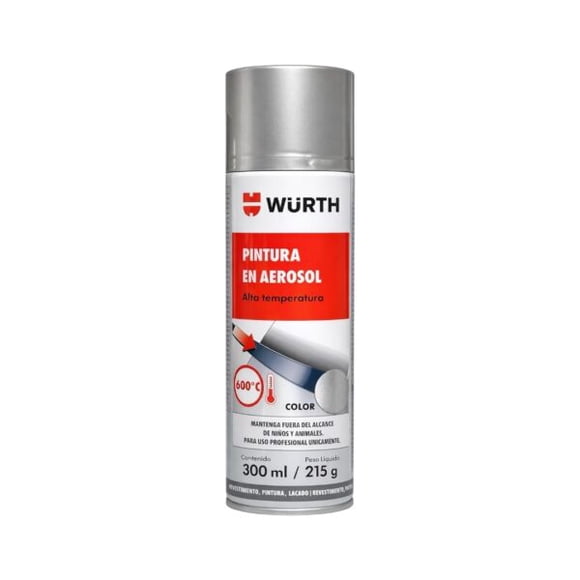 Pintura Wurth Alta Temperatura Plata Mate 215g