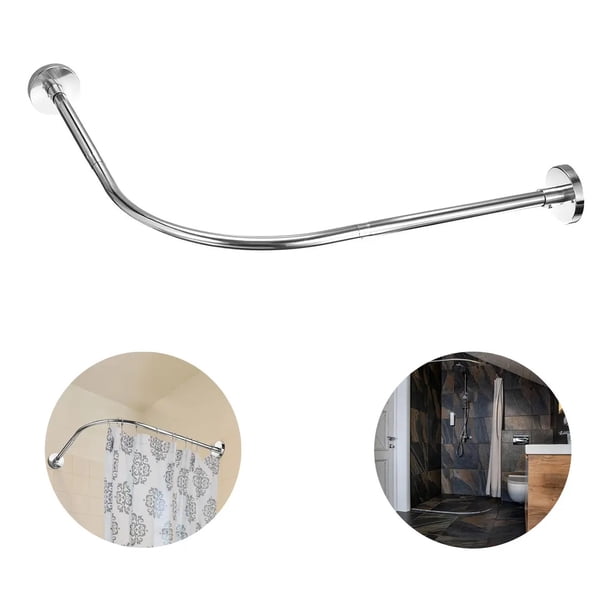 Barra Extensible Cortina De Ducha De Esquina En U 80-110cm Plateado
