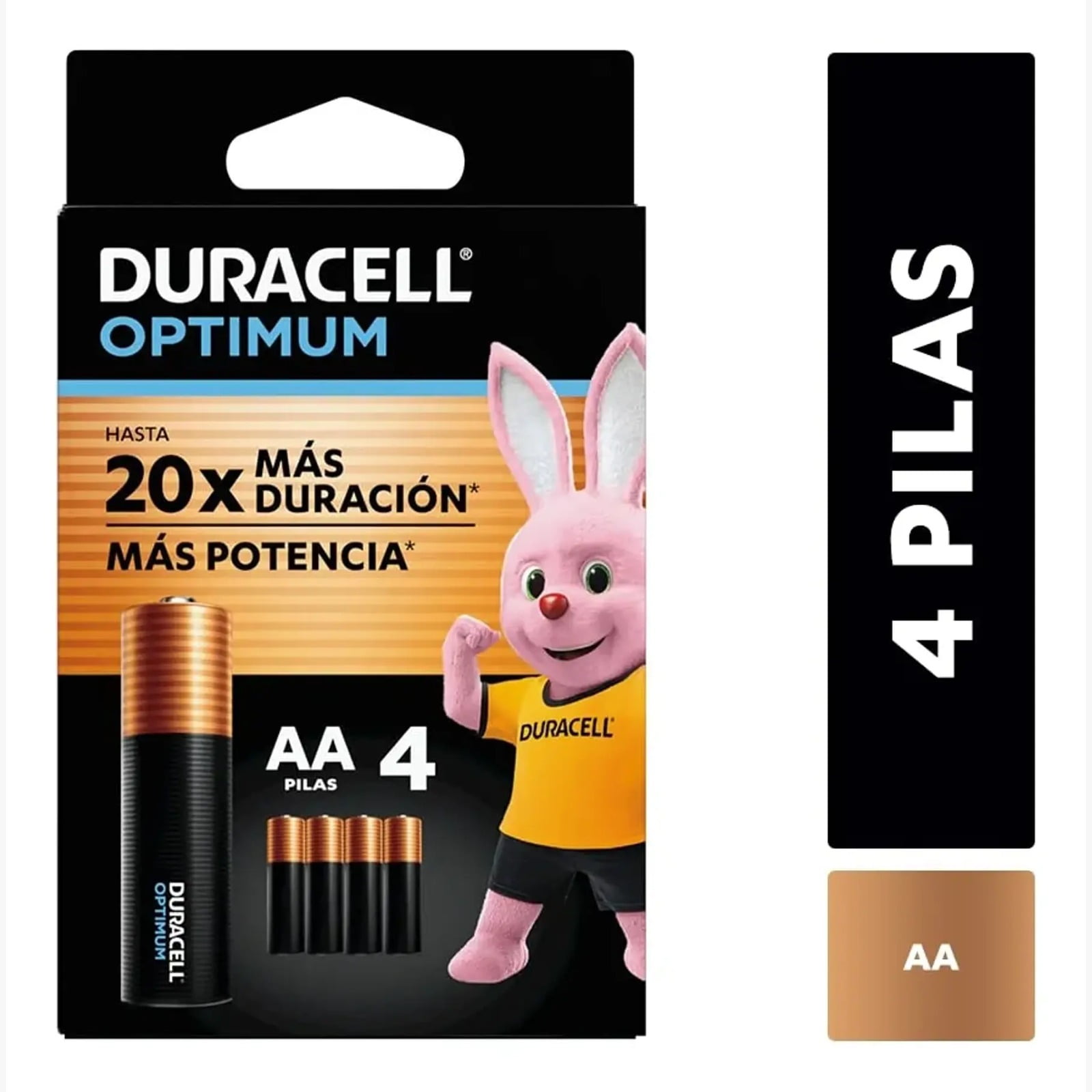 Pila Duracell Optimum Aa (4 Pilas Doble A, Más Potencia) Mas Duracion X20