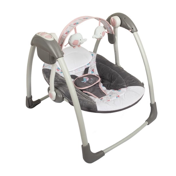 Silla Nido y Mecedora Swing Gris. Rosado
