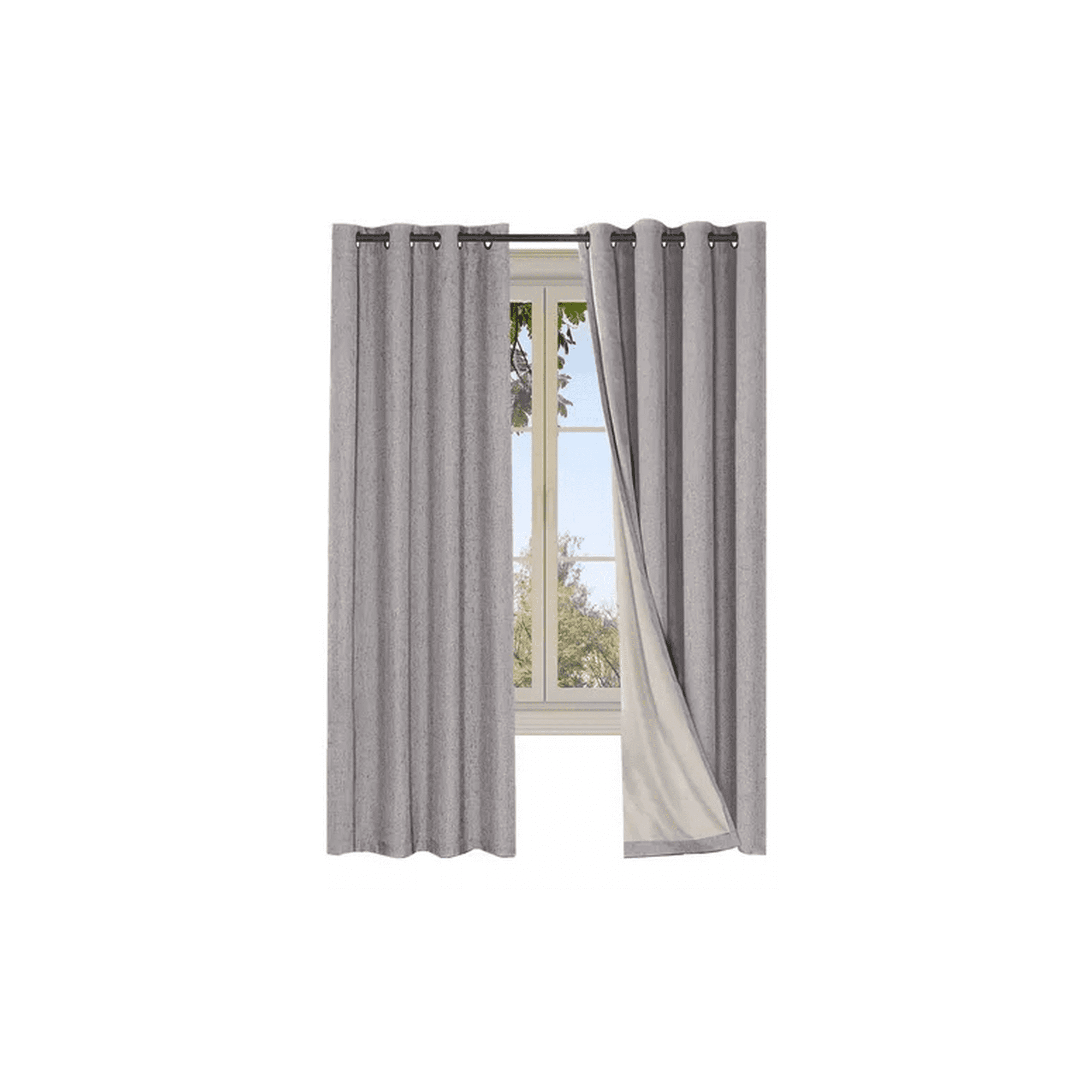 Genérico - Cortina Blackout 100% 2 Paños 140x220cm Textura Lino Gris