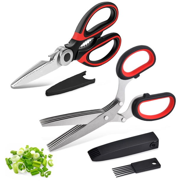 Tijeras de cocina, paquete de 2 tijeras de cocina resistentes, tijeras para carne aptas para lavavajillas, tijeras de acero inoxidable para hierbas.