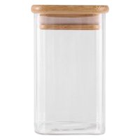 Disparo - Frasco Hermetico Recipiente 700Ml Vidrio Cuadrado 12Cm Bambú