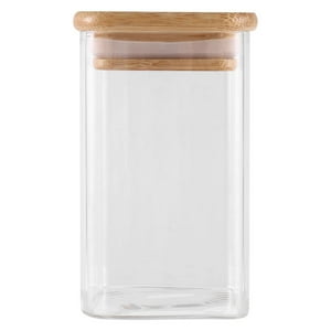 Disparo - Frasco Hermetico Recipiente 700Ml Vidrio Cuadrado 12Cm Bambú