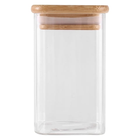 Disparo - Frasco Hermetico Recipiente 700Ml Vidrio Cuadrado 12Cm Bambú