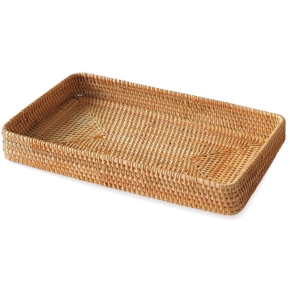 Cesta de mimbre S310, bandeja rectangular de ratán, 37 x 23 x 4,8 cm