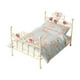 thumbnail image 1 of Cama De Casa De Muñecas A Escala 1/12, Cama De Hierro Tallado, Juego De Simulación, Cama Pequeña, Muebles Para Casa De Muñecas, Patrón Floral Azul, 1 of 3