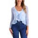 thumbnail image 1 of INSPIRE CHIC Bolero de Malla con Volantes de Manga Larga Casual para Mujer con Lazo XS Azul Claro, 1 of 6