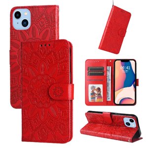 Funda Tipo Cartera Foxdock Para Iphone 14 Plus , Diseño Girasol En Relieve, Cuero Pu, Cierre Magnético, Soporte Y Tarjetero