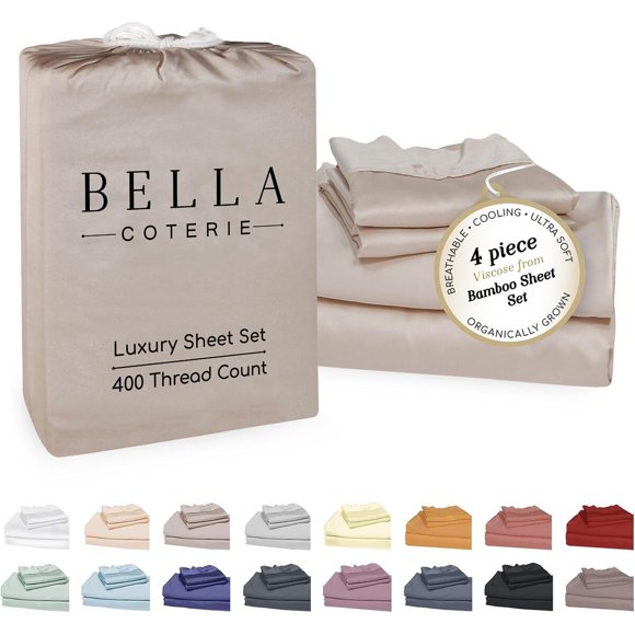 Juego de Sábanas Bella Coterie Viscosa de Bambú Cal King 400 Hilos