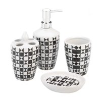 Set De Accesorios De Baño Accent Plus De Porcelana Con Estampado Geométrico