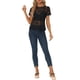 thumbnail image 2 of INSPIRE CHIC Blusa de Mujer con Encaje Floral y Ribete Festoneado de Manga Corta Semi Transparente Talla M Negra, 2 of 6