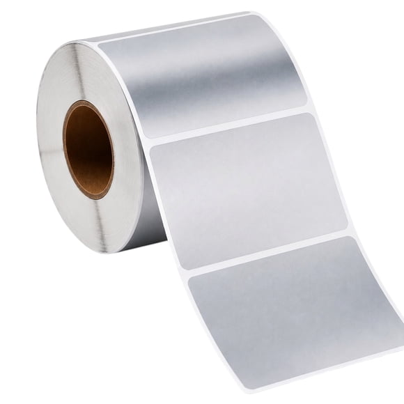 500 Etiquetas Activo Fijo 100x80mm Plateadas