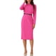 thumbnail image 1 of Vestido tubo de trabajo INSPIRE CHIC para mujer con cuello alto y vestido ajustado para carrera L Rosa Fucsia, 1 of 6