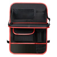 Ioensy - Asiento Trasero Organizador De Coche Bolsa De Almacenamiento Bolsillo De Almacenamiento Kick Mat Soporte Para Tableta Negro Rojo