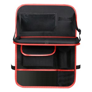 Ioensy - Asiento Trasero Organizador De Coche Bolsa De Almacenamiento Bolsillo De Almacenamiento Kick Mat Soporte Para Tableta Negro Rojo