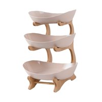 Bothyi - Bandeja Organizadora Para Servir Bocadillos, Platos Para Servir Para La Mesa De La Sala De Estar Del Restaurante, 3 Capas, Rosa